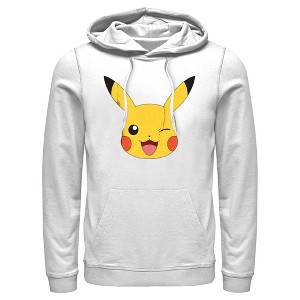 Men's Pokemon Pikachu Wink Face Pull Over Hoodie - 1 of 4