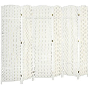 HOMCOM Room Divider, 6' Tall Folding Privacy Screen, Hand-Woven Freestanding Wood Partition for Home Office, Bedroom - 1 of 4