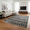 Gray and Black Geometric Power Loom Worn Faded Area Rug - 2 of 4
