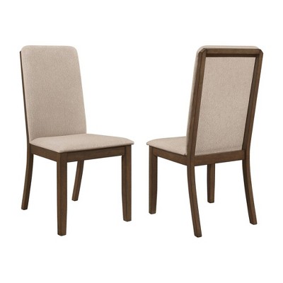 Simple Relax Set of 2 Dining Side Chairs in Walnut and Latte