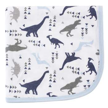 Touched by Nature Baby Boy Organic Cotton Swaddle, Receiving and Multi-purpose Blanket, Dino, One Size