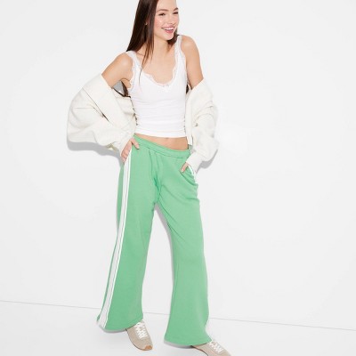 Women's Low-Rise Sweatpants - Wild Fable™ Green Striped XXS