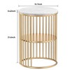 SUGIFT 2 Tier Round Side Table, Marble End Tables Coffee Table Simplistic Sofa Table Waterproof Removable Tray Table - 4 of 4