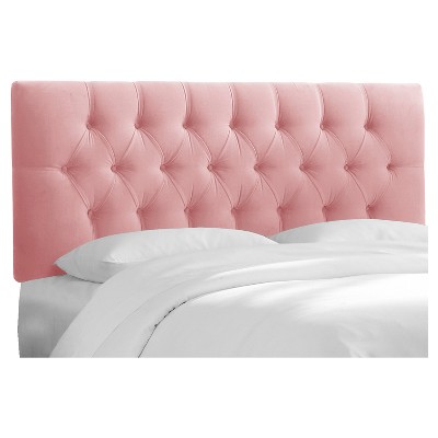 California King Edwardian Microsuede Tufted Headboard Premier Light Pink - Skyline Furniture