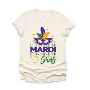 Simply Sage Market Women's Mardi Gras Mask Sparkle Short Sleeve Graphic Tee - 1 of 4