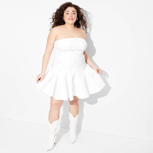 Women's Denim Pleated Mini A-Line Dress - Wild Fable™ - 1 of 3