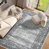 Modern 5'x7' Washable Area Rugs  Geometric Rugs for Living Room Bedroom Boys,Ultra Thin Non Slip Modern Large Accent Carpet Grey Green - 2 of 4