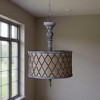 HomeRoots Gray Drum Distressed Galvanized Metal Dimmable Chandelier With Natural Shade - 2 of 4