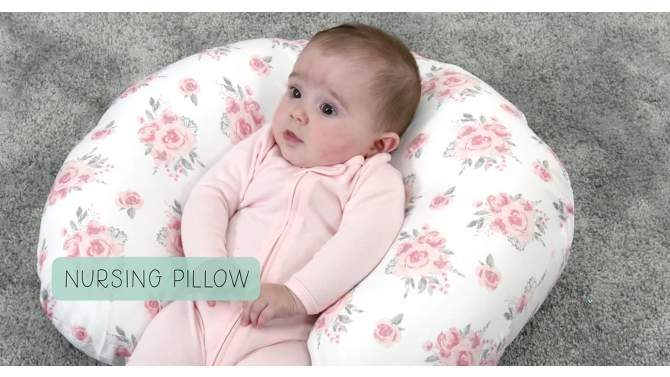 The Peanutshell Nursing Pillow for Breastfeeding, Gray and White Elephant, 2 of 9, play video