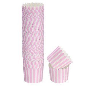 Unique Bargains Disposable Cakes Muffins Liners Stripe Paper Baking Cups 6oz 50 Pcs - 1 of 4