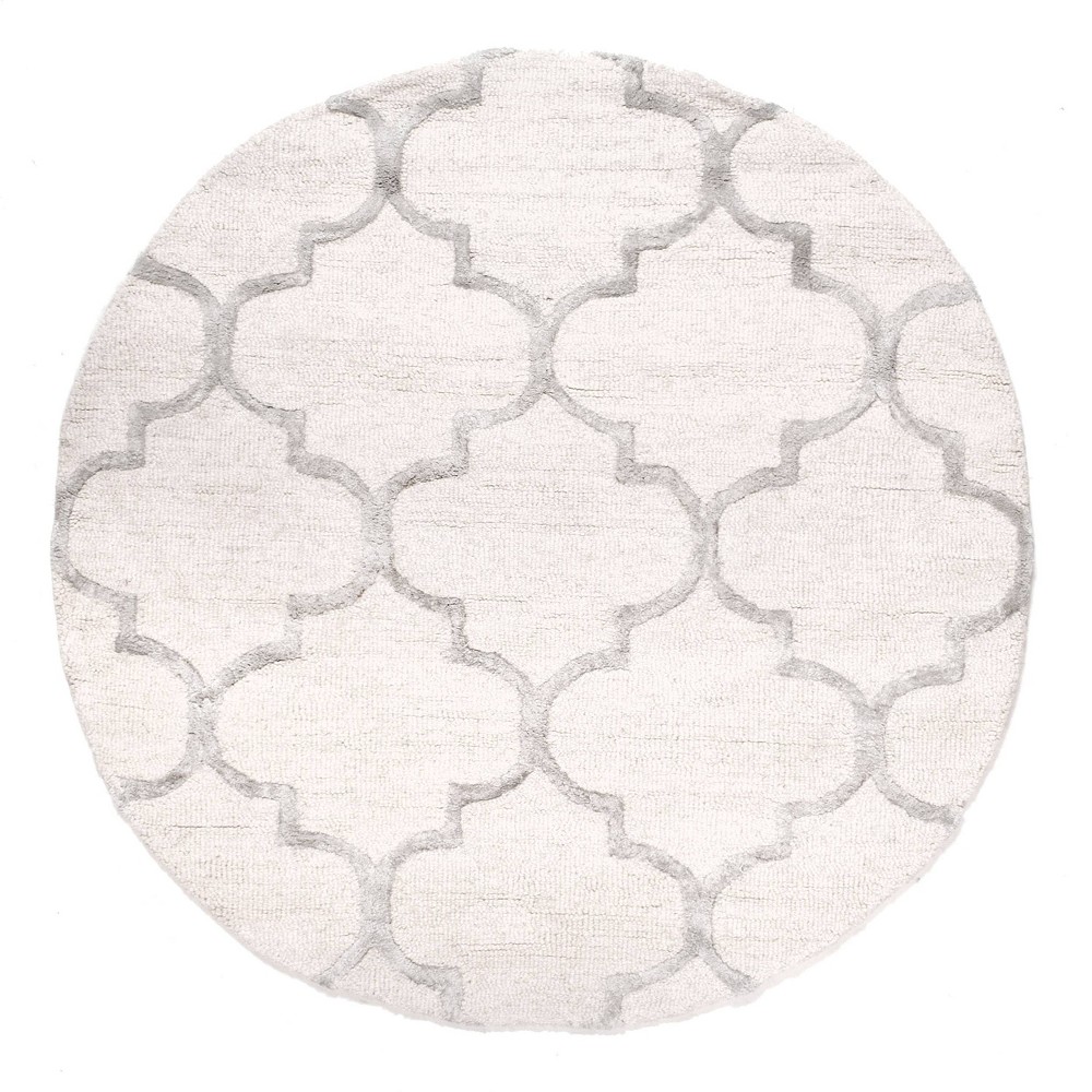 6' Round Hand Tufted Park Avenue Trellis Area Rug White - nuLOOM