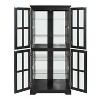 ORRD Black Antique Display Cabinet 4-Glass Door Curio with Adjustable Shelves Collectibles Storage, E26 Bulb Home & Office Use - 4 of 4