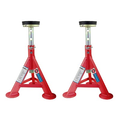 Esco 89401 Heavy Duty  3 Ton Adjustable Performance Car/Truck Jack Stand with Removable Rubber Top, Red (2 Pack)