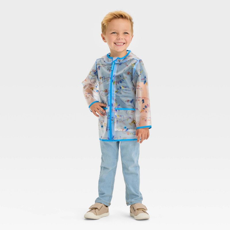 Toddler Boys' Dino Printed Clear Rain Jacket - Cat & Jack™ Blue, 4 of 5