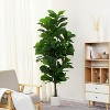 Wikineon Fiddle Leaf Fig Tree 6ft Tall Artificial Tree in Plastic Pot Fake Ficus Lyrata Plants with 184 Decorative Fiddle Leaves Faux Fig Trees - 2 of 4