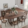Lirago 68" Oval Oak Dining Table with Solid Wood Double Pedestal Modern Kitchen Table for Living Room Dining Room Seats 6 Brown - 2 of 4