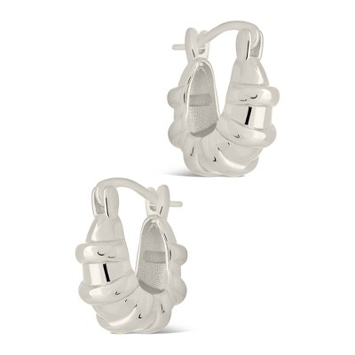 SHINE by Sterling Forever Abigail Ribbed Micro Hoop Earring