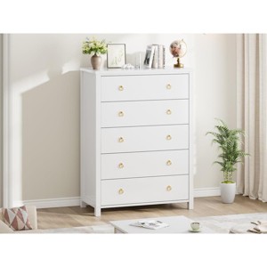 45" Tall 5-Drawer Dresser, Wooden Chest with Clothes Storage for Bedroom, Organizer Cabinet for Living Room & Hallway - 1 of 4