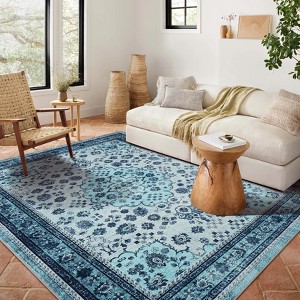 Washable Area Rug Vintage Foldable Thin Rug,Soft Low-Pile Non-Slip Stain Resistant Floor Indoor Outdoor Carpet - 1 of 4