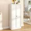 Airsurfer Tall White Storage Cabinet with 2 Doors and Adjustable Shelves, Modern Utility Pantry Cabinet for Kitchen, Living Room or Laundry Room - 3 of 4