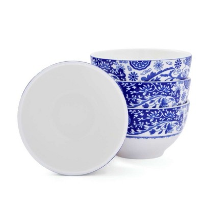 Spode Blue Italian Brocato Dip Bowl Set of 4 - 4-Inch Porcelain Bowls with Oriental Design, Dishwasher & Microwave Safe - Blue & White Dinnerware