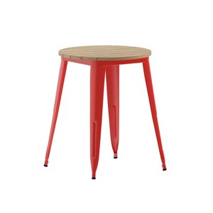 Emma and Oliver Indoor/Outdoor Dining Table, 23.75" Round All Weather Poly Resin Top with Steel Base - 1 of 4
