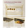 3-Tier Gold Bar Cart with Mirrored Shelves, Serving Cart with 4 Wine Bottle Holders & 3 Glass Racks, Locking Wheels for Kitchen Living Room, Gold - 3 of 4