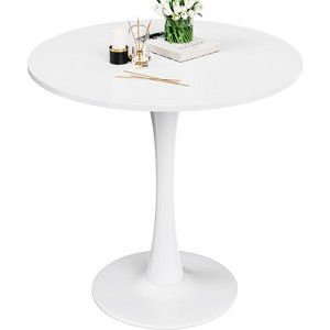 GlasFlength Coffee Tables Pedestal Leisure, Round Side Table, for Living Room Bedroom and Balcony, Minimalist Elegance，WHite，31.5"*31.5"*28.74" - 1 of 4