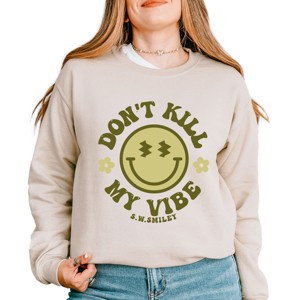Simply Sage Market S.W.Smiley Don't Kill My Vibe Smiley Face Sweatshirt - 1 of 4