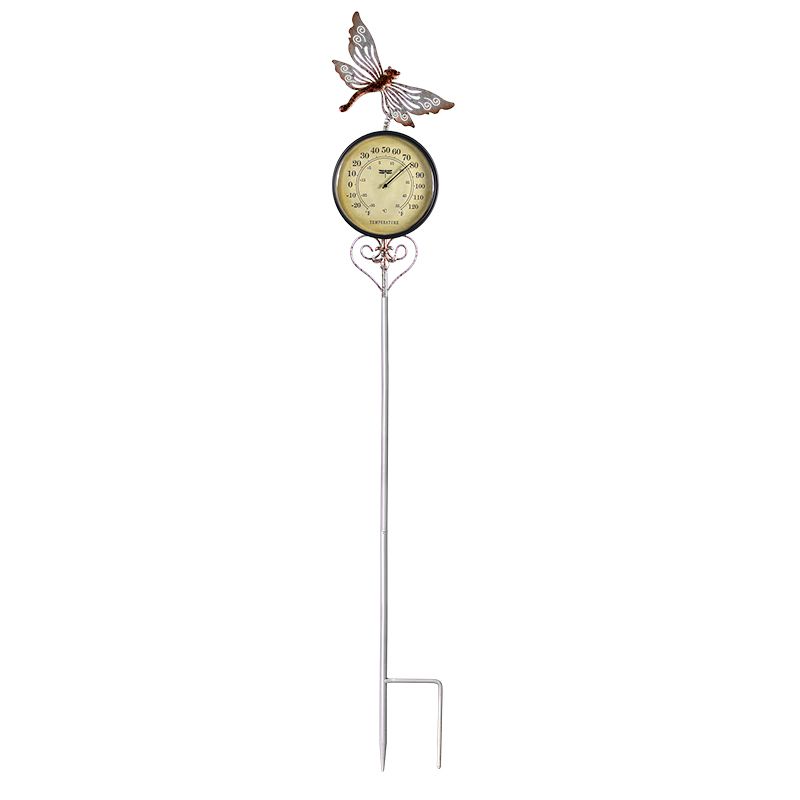Swim Central 41.75" Iron  Dragonfly Garden Stake Thermometer, 1 of 5