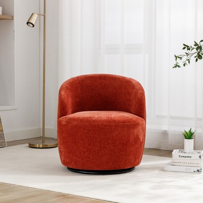 Orange Chenille Swivel Accent Armchair Barrel Chair,25''wide Small ...