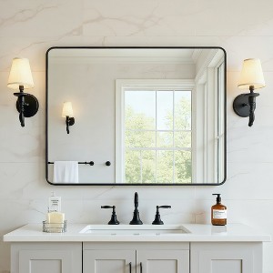 CIPACHO Black Metal Framed Wall Mirror - Unbreakable, Anti-Delivering, Distortion-Free, Easy Install - 1 of 4