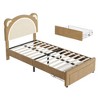 Bed Frame for Kids, Upholstered Platform Bed Frame with Adjustable Headboard & Led Light, Wooden Slats Support, No Box Spring Needed - 2 of 4