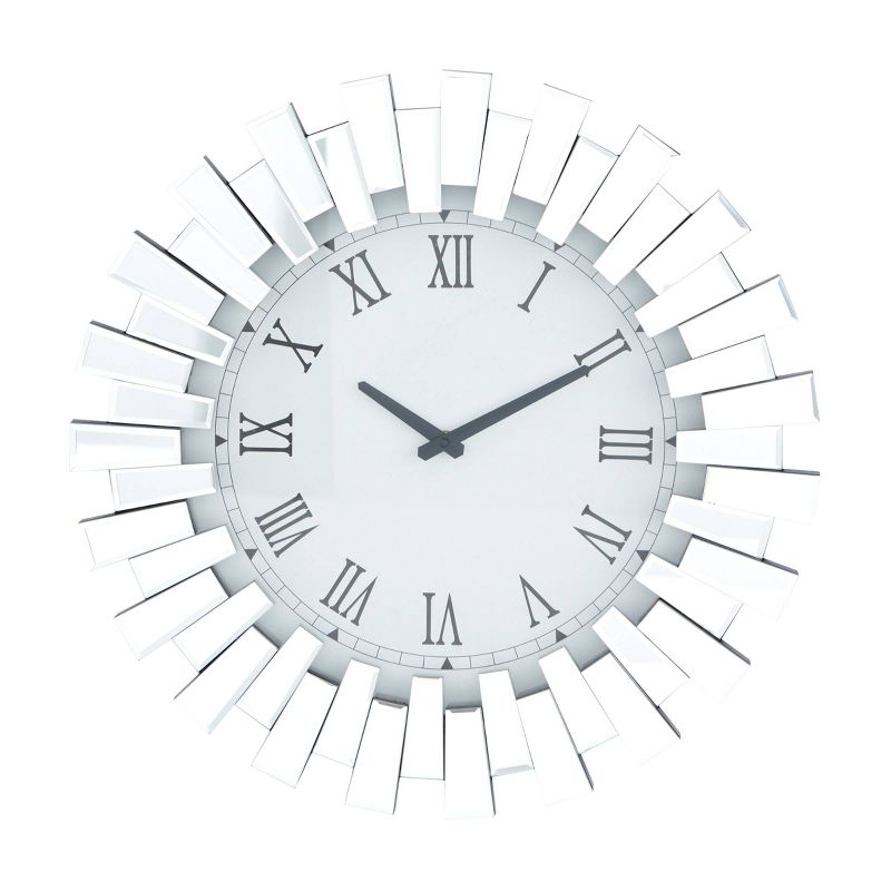20&#34;x3&#34; Glass Starburst Mirrored Wall Clock Silver - Olivia &#38; May, 1 of 6