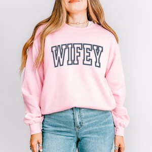 Simply Sage Market Embroidered Wifey Arched Varsity Sweatshirt - 1 of 4