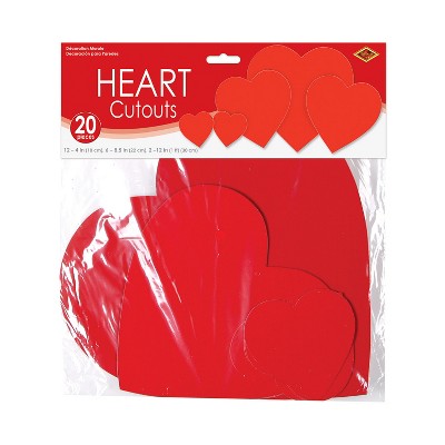Red Cardstock Paper Heart Cutouts for Valentine's Day Decorations