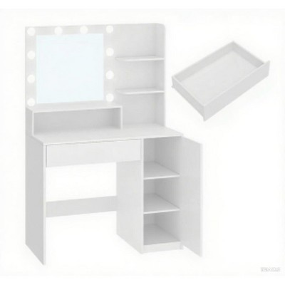 Makeup Vanity with Lights, 36" Vanity Desk, 4 Large Drawers, 3 Lighting Modes, Stool, Beauty Storage Organize