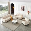 Linen Fabric 1+2+3 Seat Sofa Set with Storage, Round Arm, Brown Solid Wood Legs - 3 of 4
