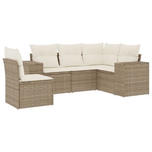 vidaXL Garden Sofa Set Beige, Cream White - 1 of 4