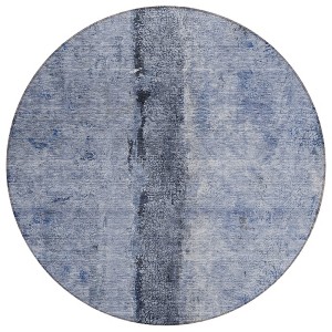 Denim Blue And Navy Blue Abstract Washable Indoor Outdoor Area Rug - 1 of 4