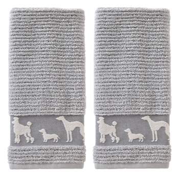 Farm Truck Plaid Jacquard Embroidered 2-Piece Hand Towel Set, Gray