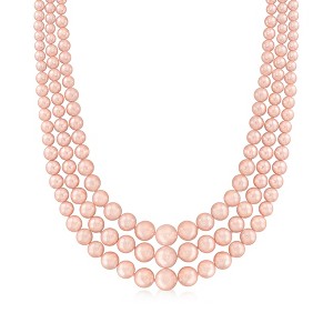Ross-Simons 6-12mm Pink Shell Pearl 3-Strand Necklace With Sterling Silver Size 20 - 1 of 2