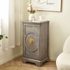 eHemco Art Deco End Table with Gold Accent Knob, Rectangular Side Table with Storage, Modern Retro Style, 18 x 14 x 30.5 Inches, Light Gray - 2 of 4