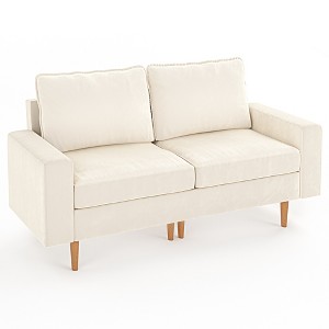 Beige 66-in Loveseat Sofa,Dutch Velvet,Comfy Cushion,Solid Wood Frame - 1 of 4