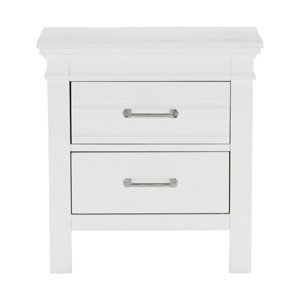 2 Drawers White Finish Nightstand Transitional Style Wooden Bedroom Furniture 1pc Bed-Side Cabinet Table - 1 of 4