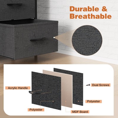 Black Metal Frame 9-Drawer Fabric Dresser