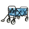 VYNXARIA Minimeetall Colorful Collapsible Foldable Wagon Cart with strapping system, Beach Wagon ,Utility Wagon Grocery Cart,flower blue light - 2 of 4