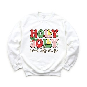 Simply Sage Market Women's Graphic Sweatshirt Holly Jolly Vibes Distressed - 1 of 4