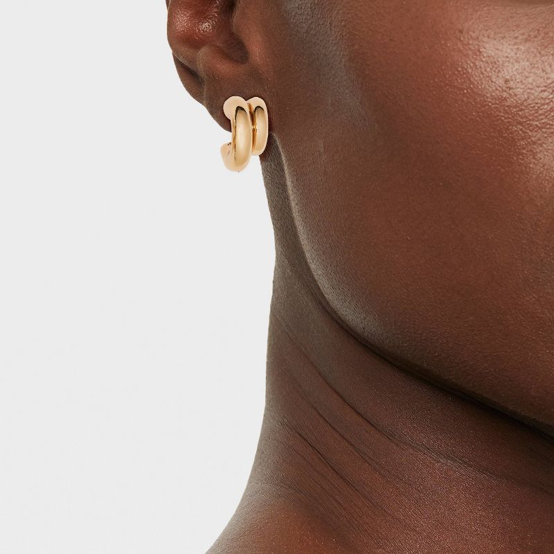 Double Hollow Tube Hoop Earrings - A New Day&#8482; Gold, 3 of 8