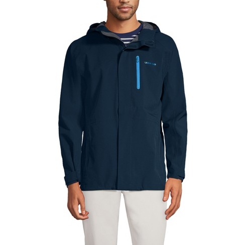 Lands' End Men's Waterproof Hooded Packable Rain Jacket - Medium